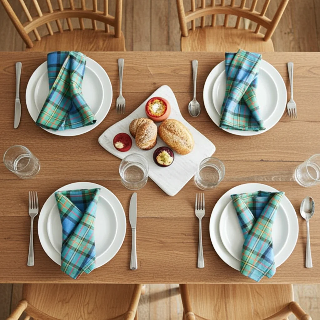 4 Tartan Napkins in Wool - Image 3