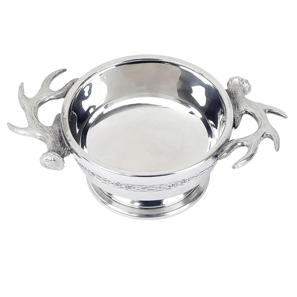 Antler 3" Polished Pewter Quaich with Decorative Celtic Band - Image 3