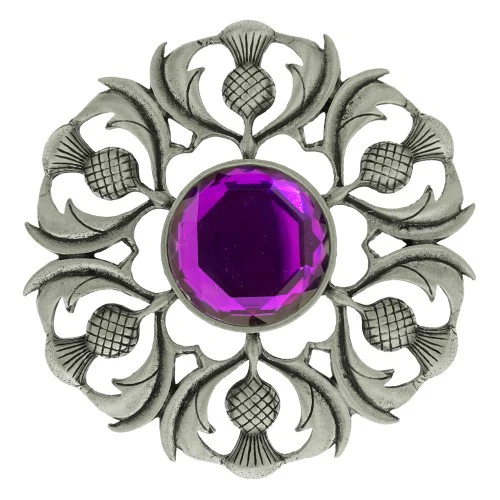Antique Scottish Thistle Plaid Brooch - Image 3