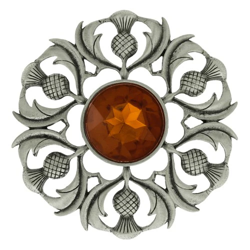 Antique Scottish Thistle Plaid Brooch - Image 6