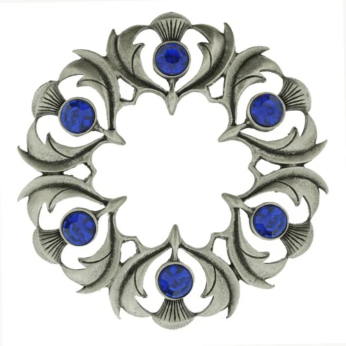 Antique Scottish Thistle Plaid Brooch - Small Stones - Image 3