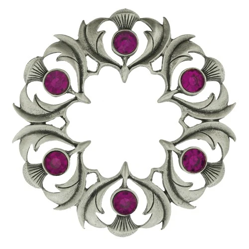 Antique Scottish Thistle Plaid Brooch - Small Stones - Image 5