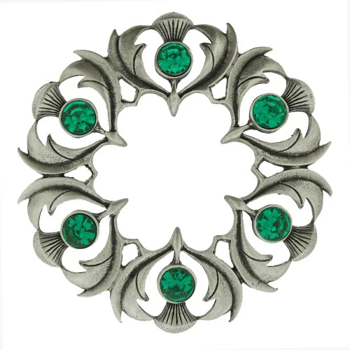 Antique Scottish Thistle Plaid Brooch - Small Stones - Image 6