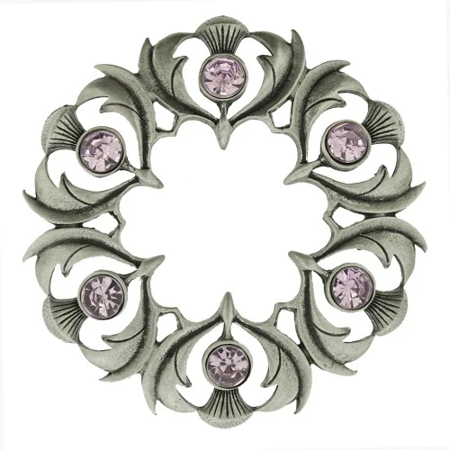 Antique Scottish Thistle Plaid Brooch - Small Stones - Image 7