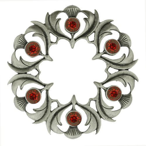Antique Scottish Thistle Plaid Brooch - Small Stones - Image 8