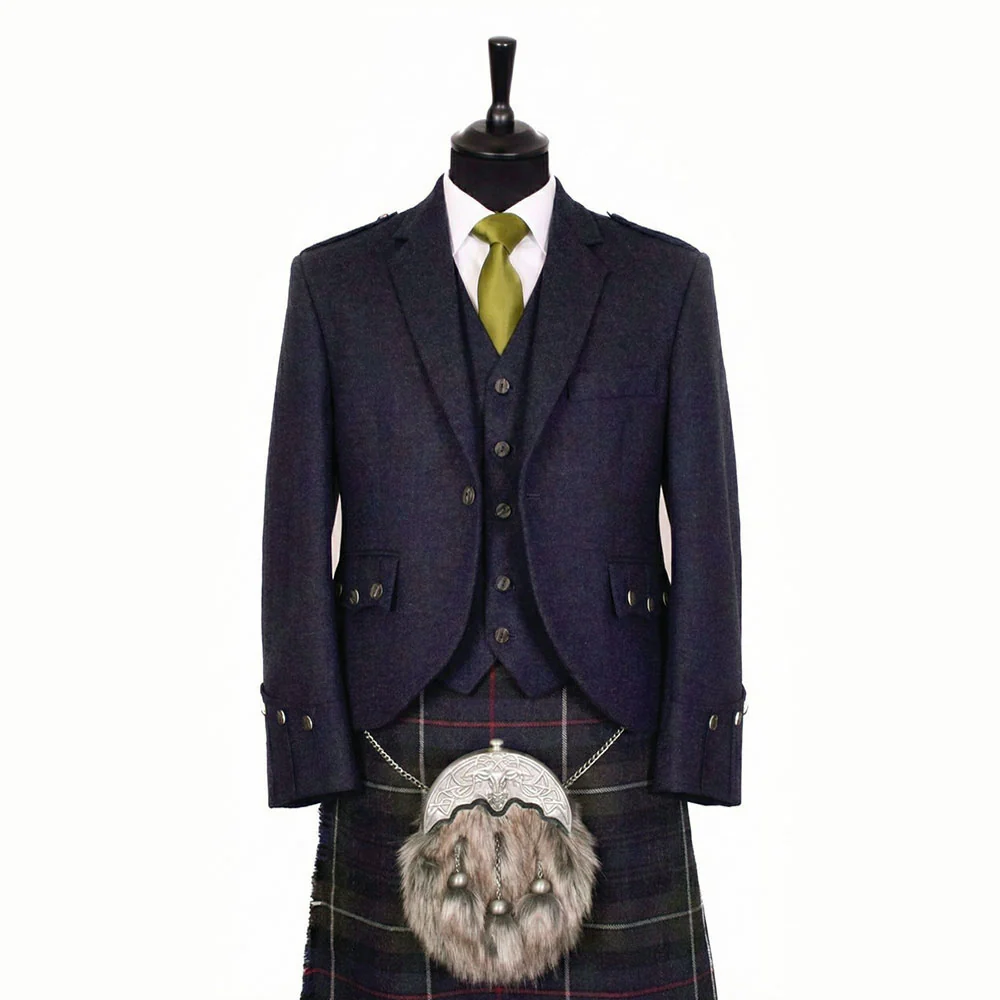 Argyll Kilt Jacket and Waistcoat- Elgin Blue Tweed