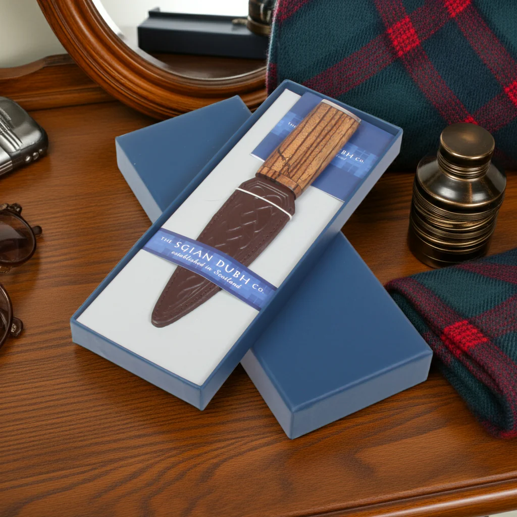 Arisaig - Zebrano Wood Sgian Dubh - Pewter Top - Image 6