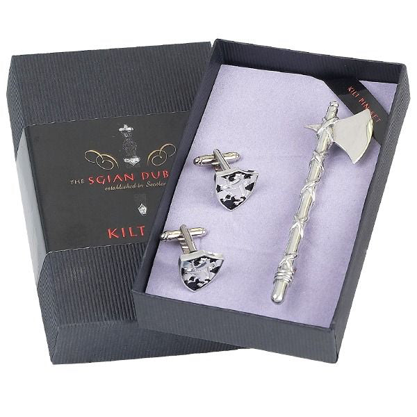 Axe and Shield Kilt Pin & Cufflink Set