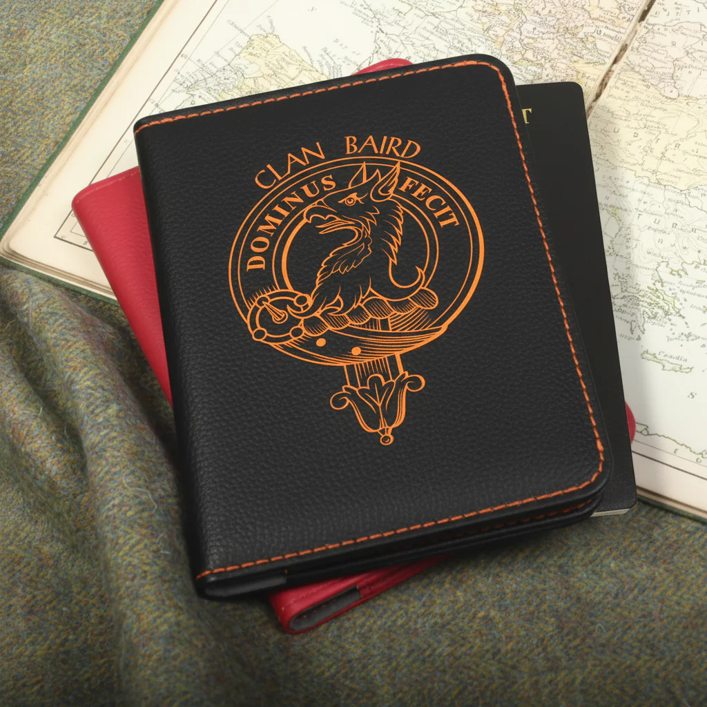 Baird Clan Crest Leather Passport Cover