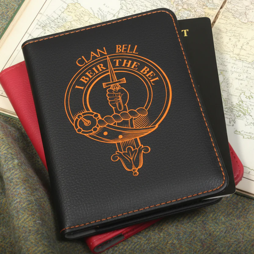 Bell Clan Crest Leather Passport Cover