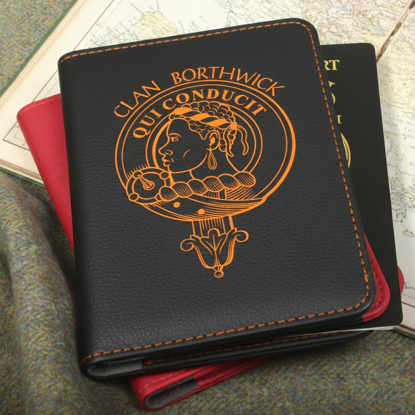 Borthwick Clan Crest Leather Passport Cover