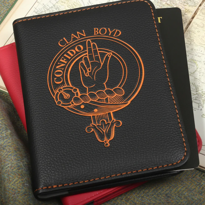 Boyd Clan Crest Leather Passport Cover