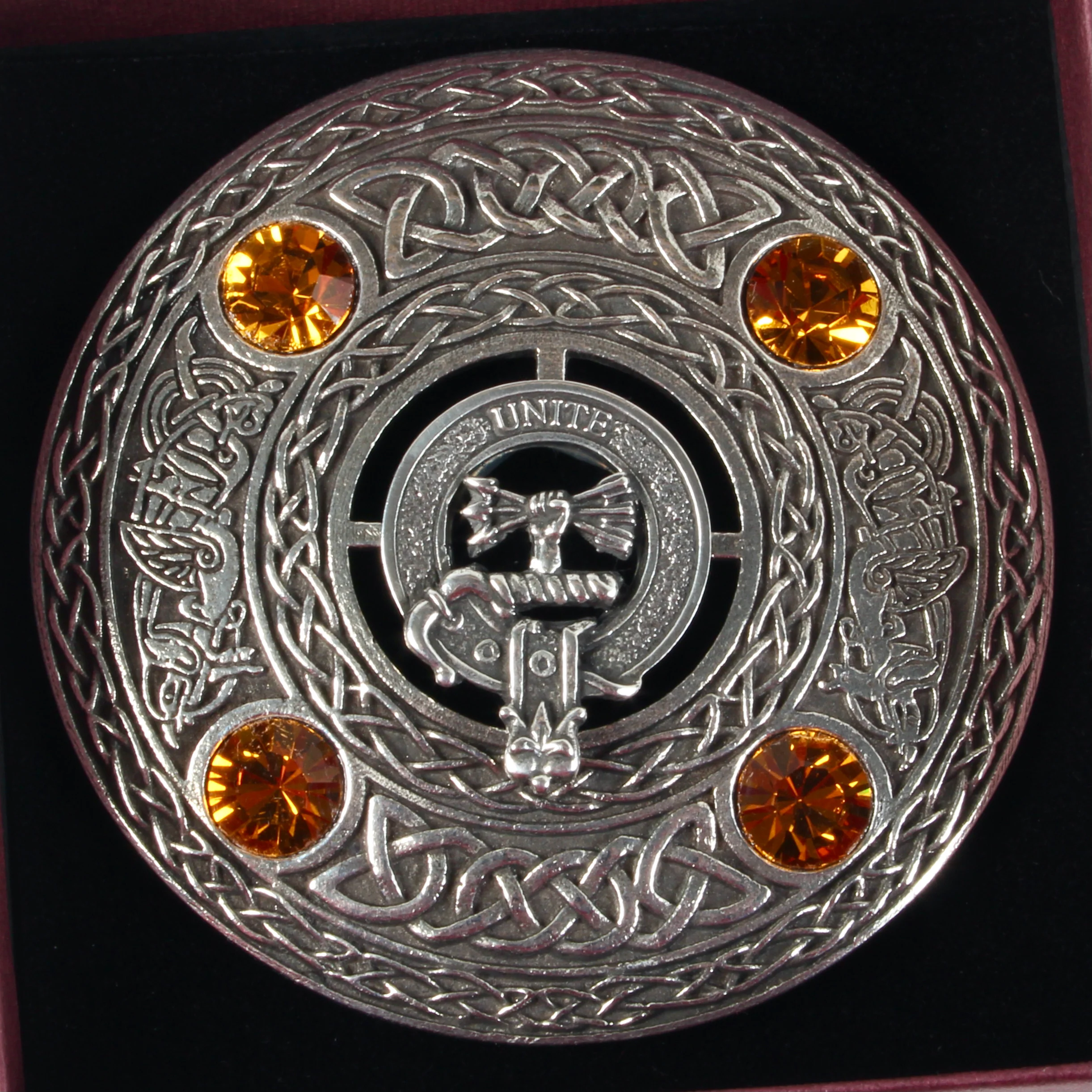 Brodie Clan Crest Pewter Plaid Brooch - Image 2