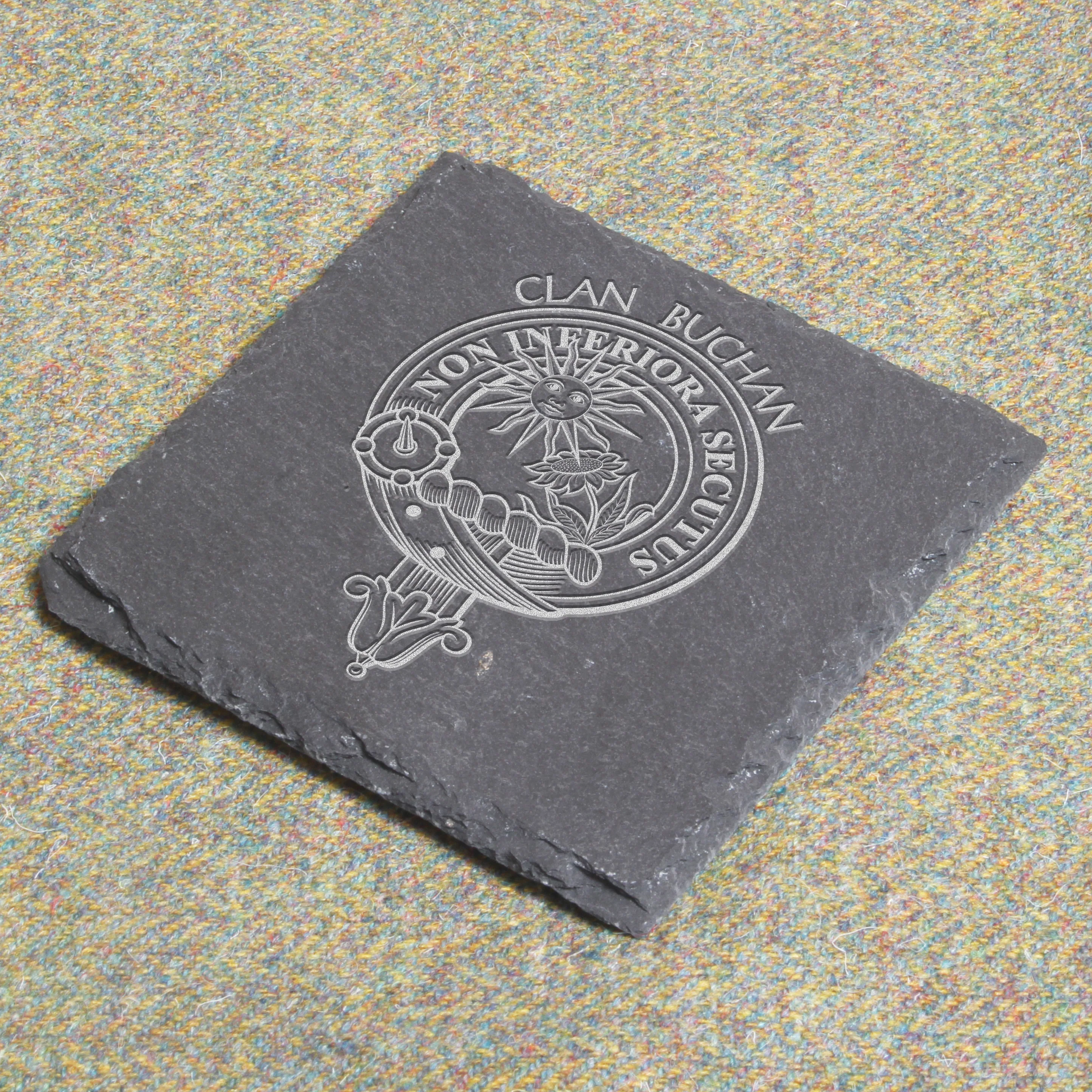Buchan Clan Crest Slate Coaster