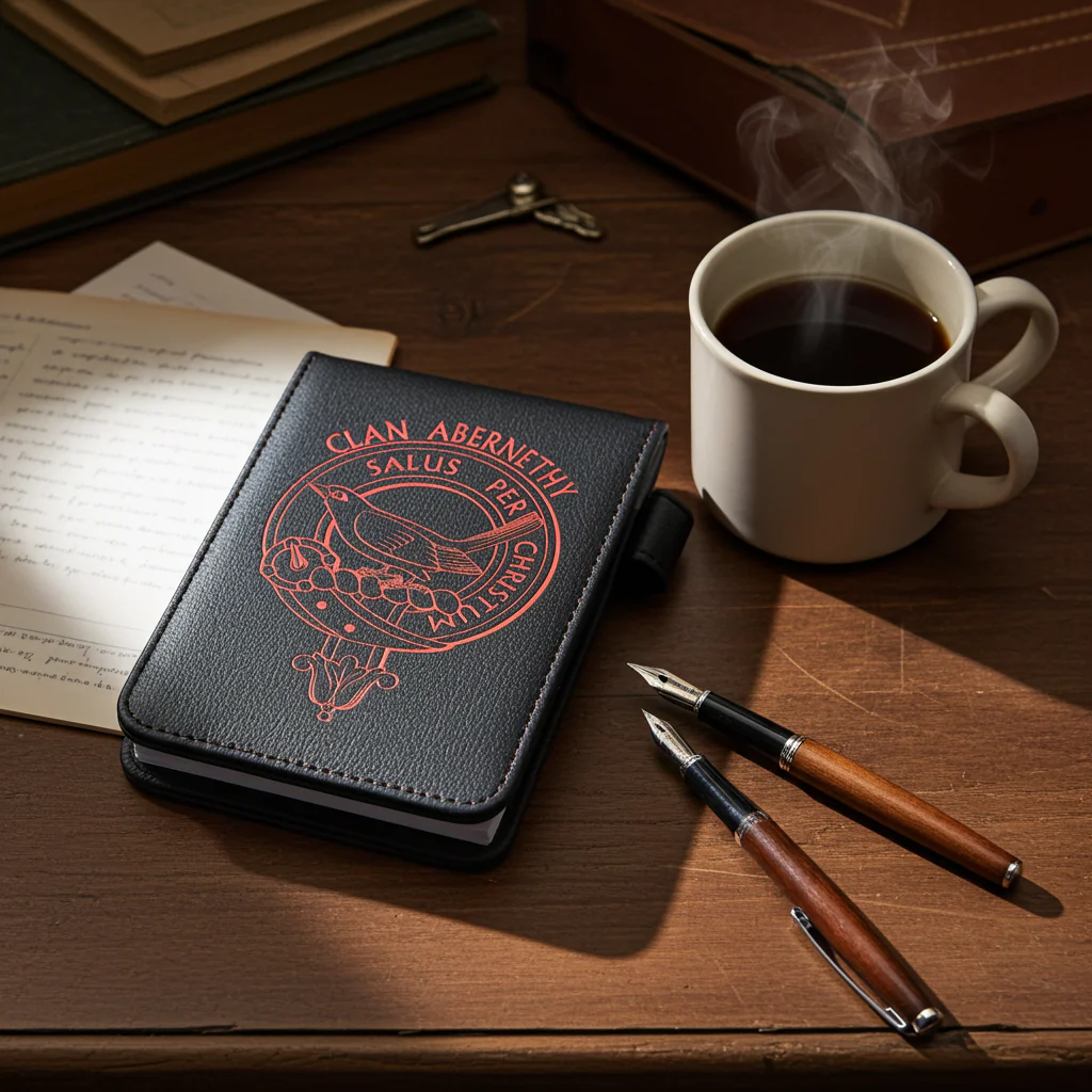 Abernethy Clan Crest Engraved Leather Small Notebook - Image 4