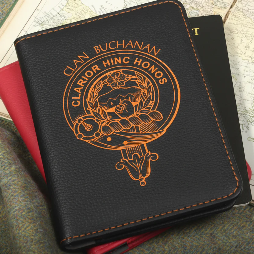 Buchanan Clan Crest Leather Passport Cover