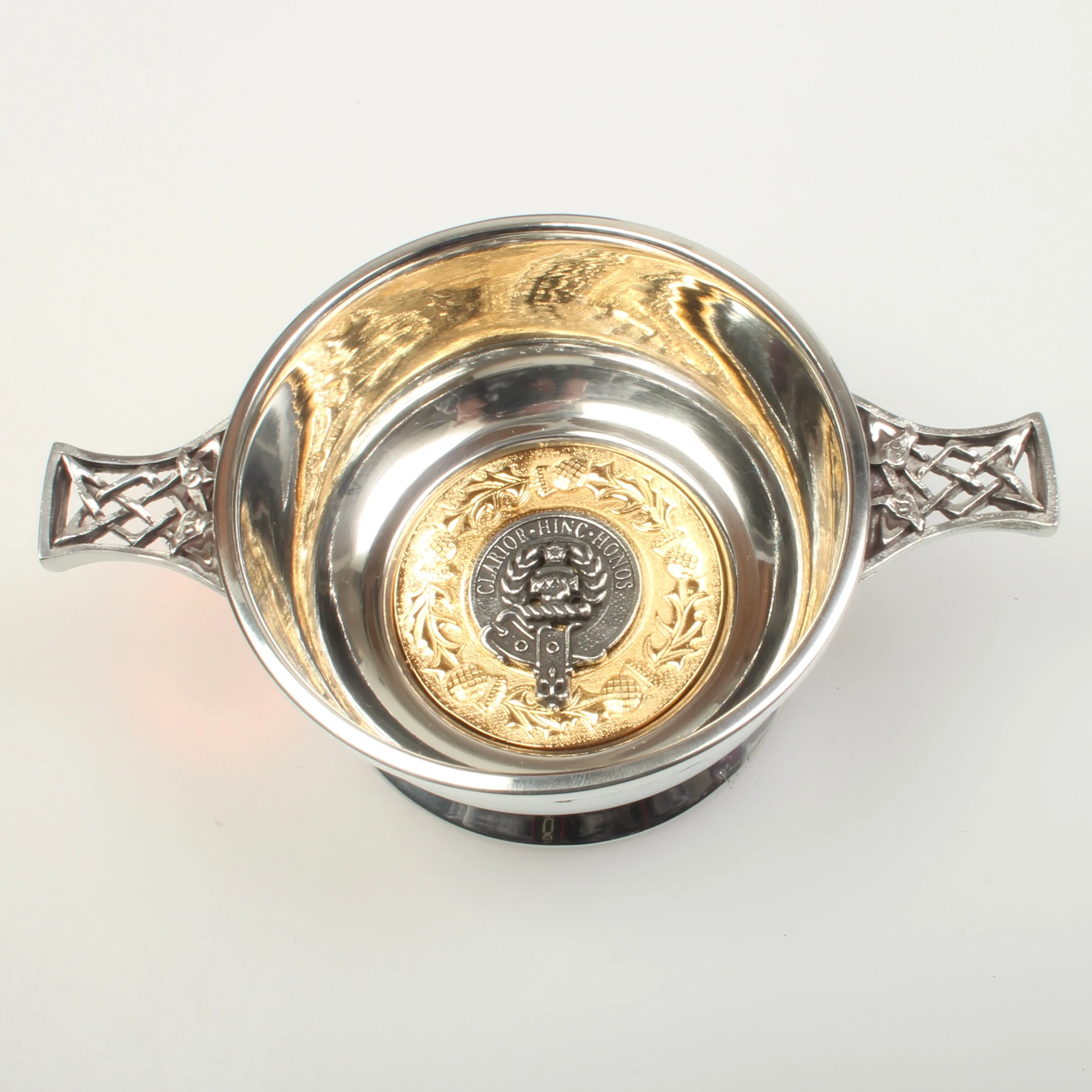 Buchanan Clan Crest Quaich with Gold Trim - Image 3