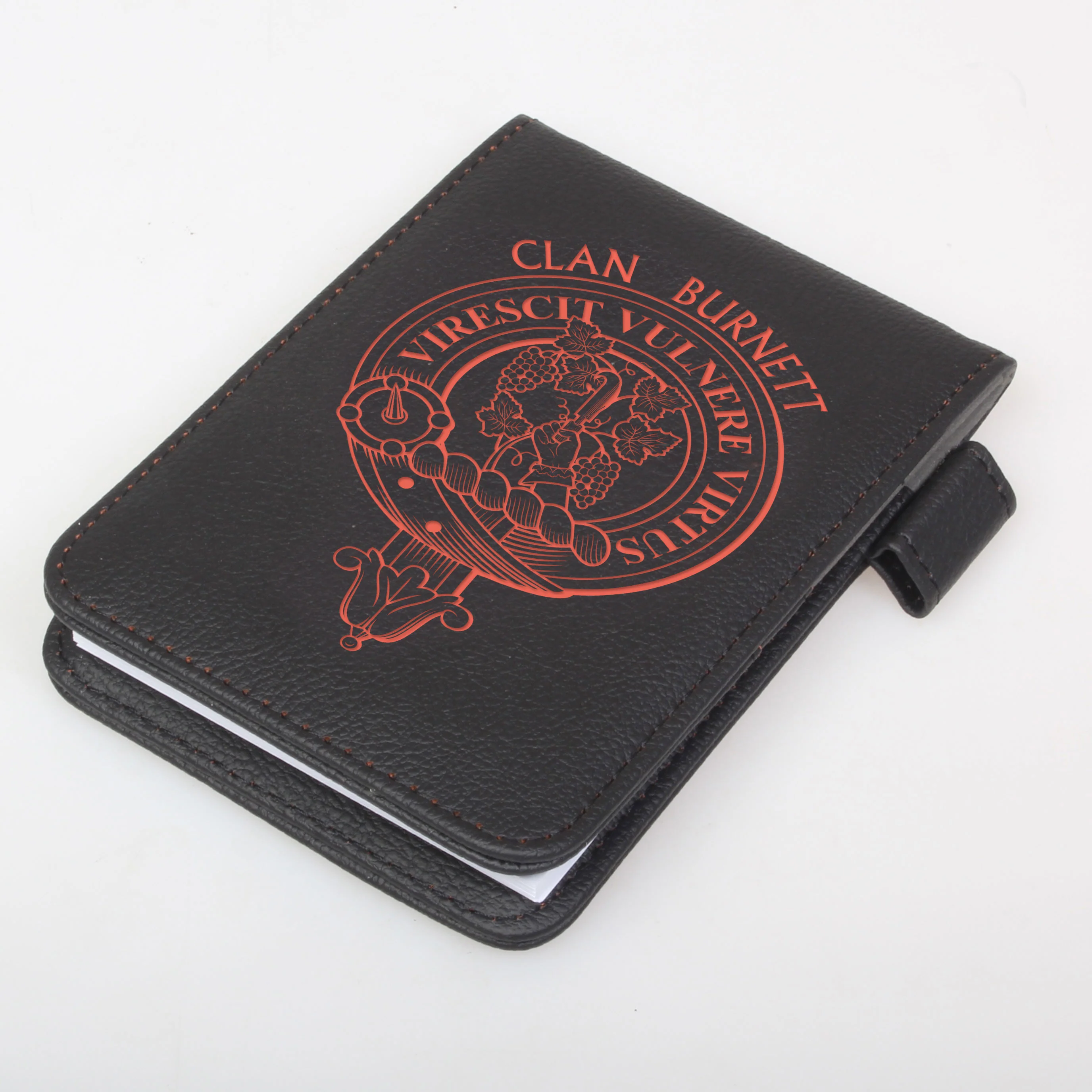 Burnett Clan Crest Engraved Leather Small Notebook