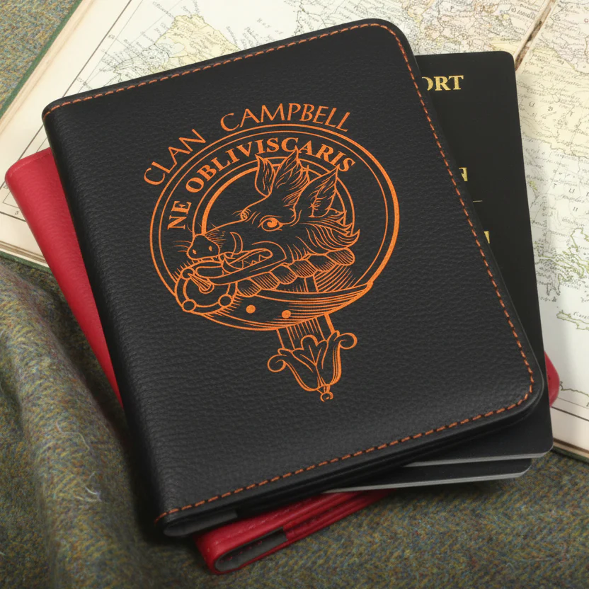 Campbell Clan Crest Leather Passport Cover