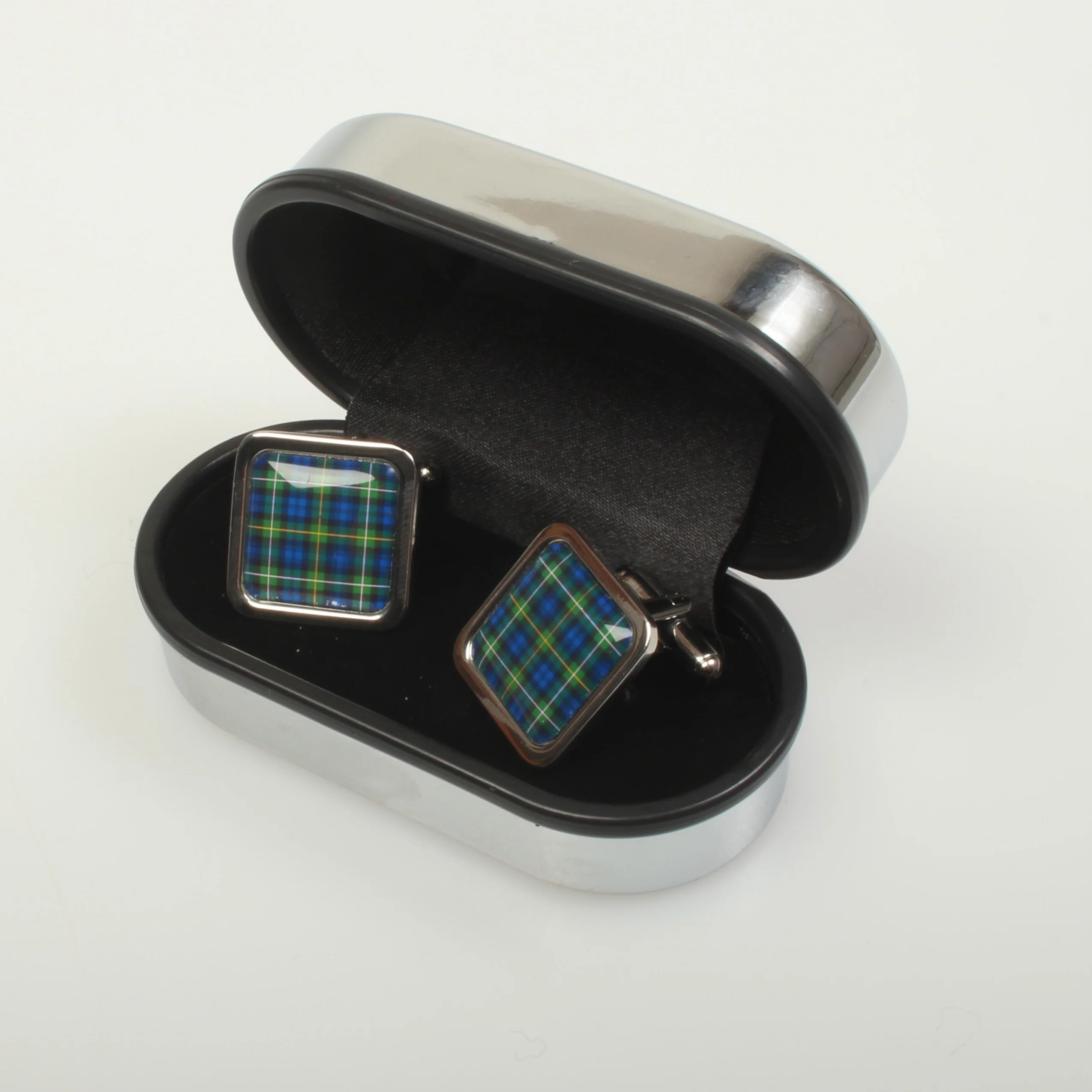 Campbell of Argyll Modern Tartan Cufflinks - Choose Your Shape - Image 3