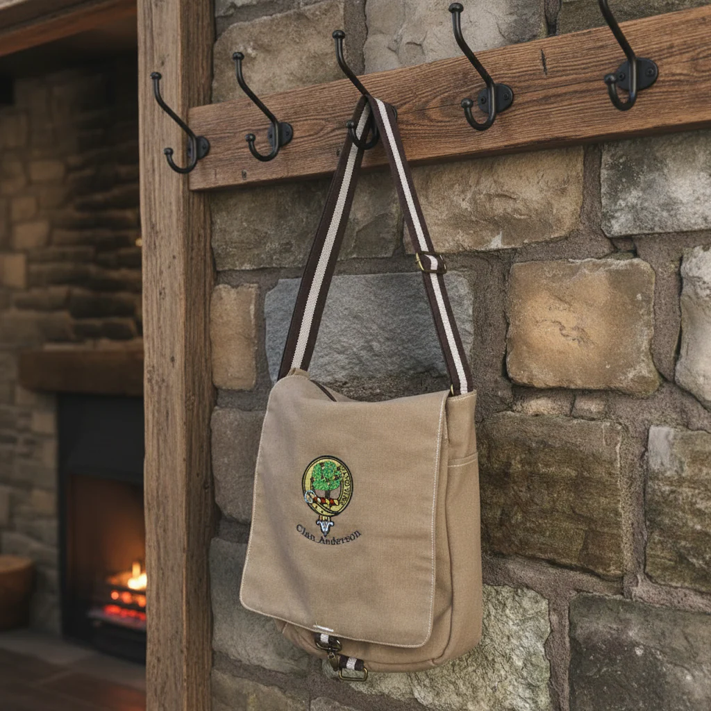 Canvas Messenger Bag with Embroidered Crest - Image 3