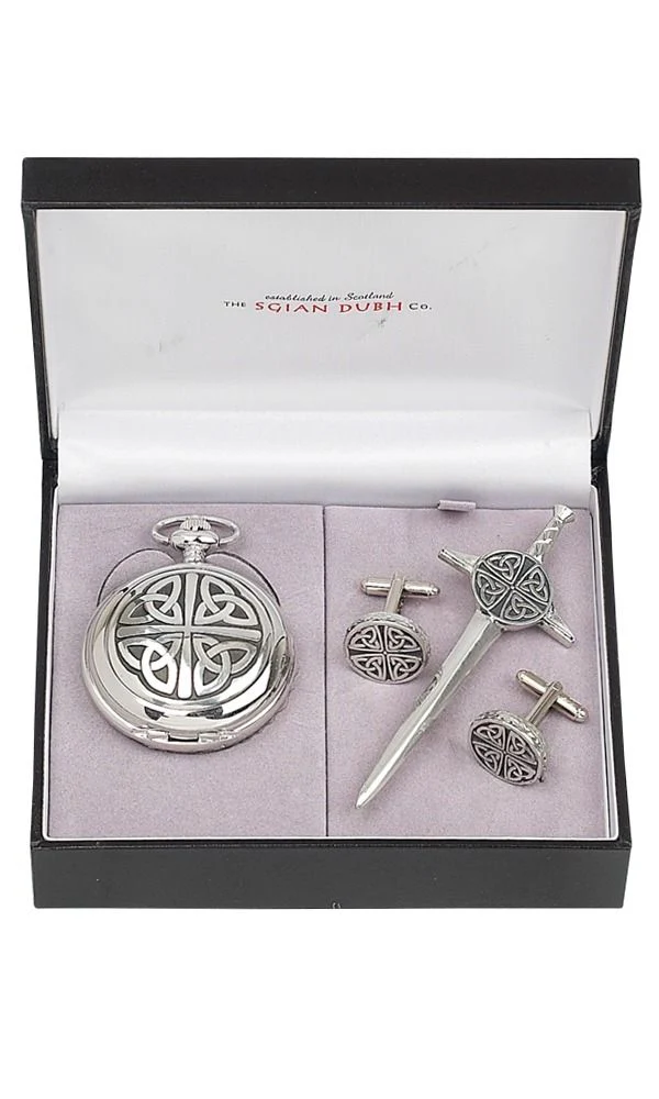 Celtic 3 Piece Mechanical Pocket Watch Gift Set