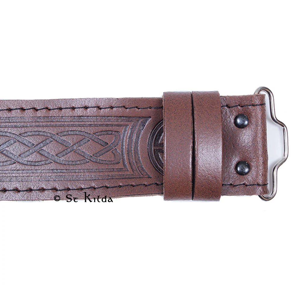 Celtic Embossed Leather Kilt Belt - Image 4