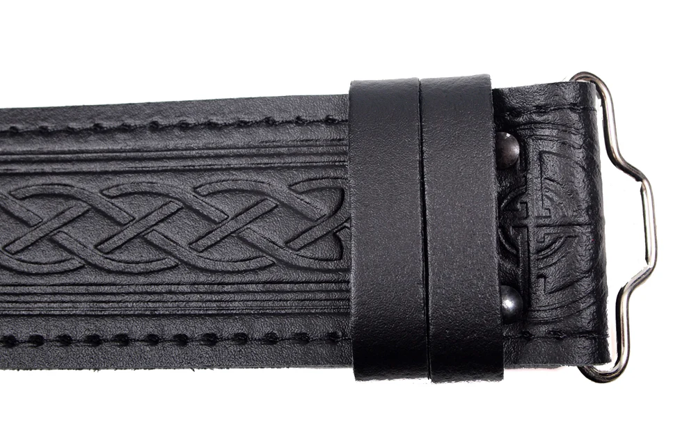 Celtic Embossed Leather Kilt Belt - Image 5