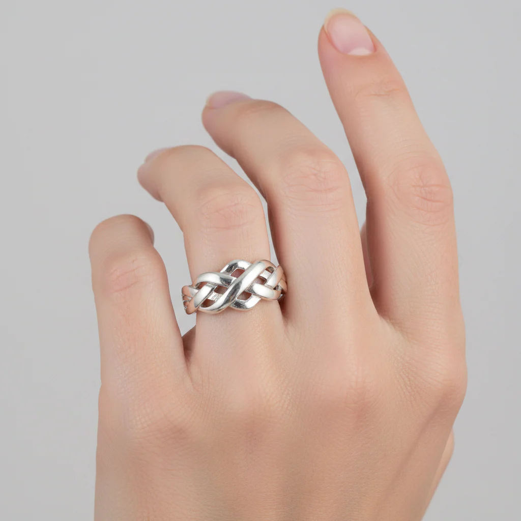 Celtic Knotwork Silver Puzzle Ring - Image 5