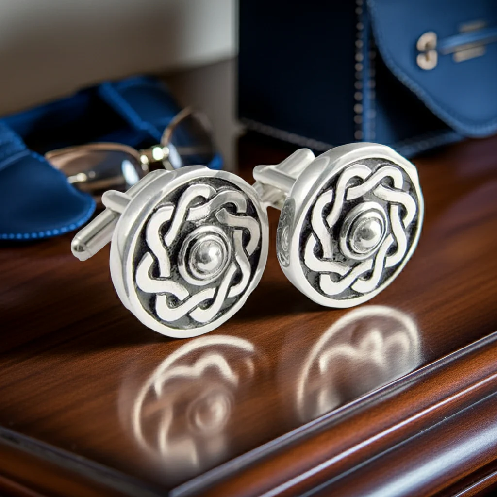 Celtic Shield Polished Cufflinks - Also in Matt