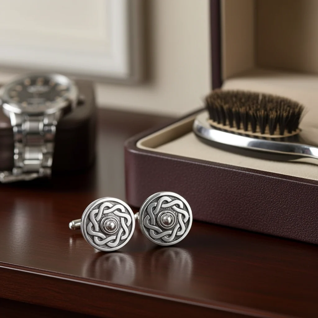 Celtic Shield Polished Cufflinks - Also in Matt - Image 3