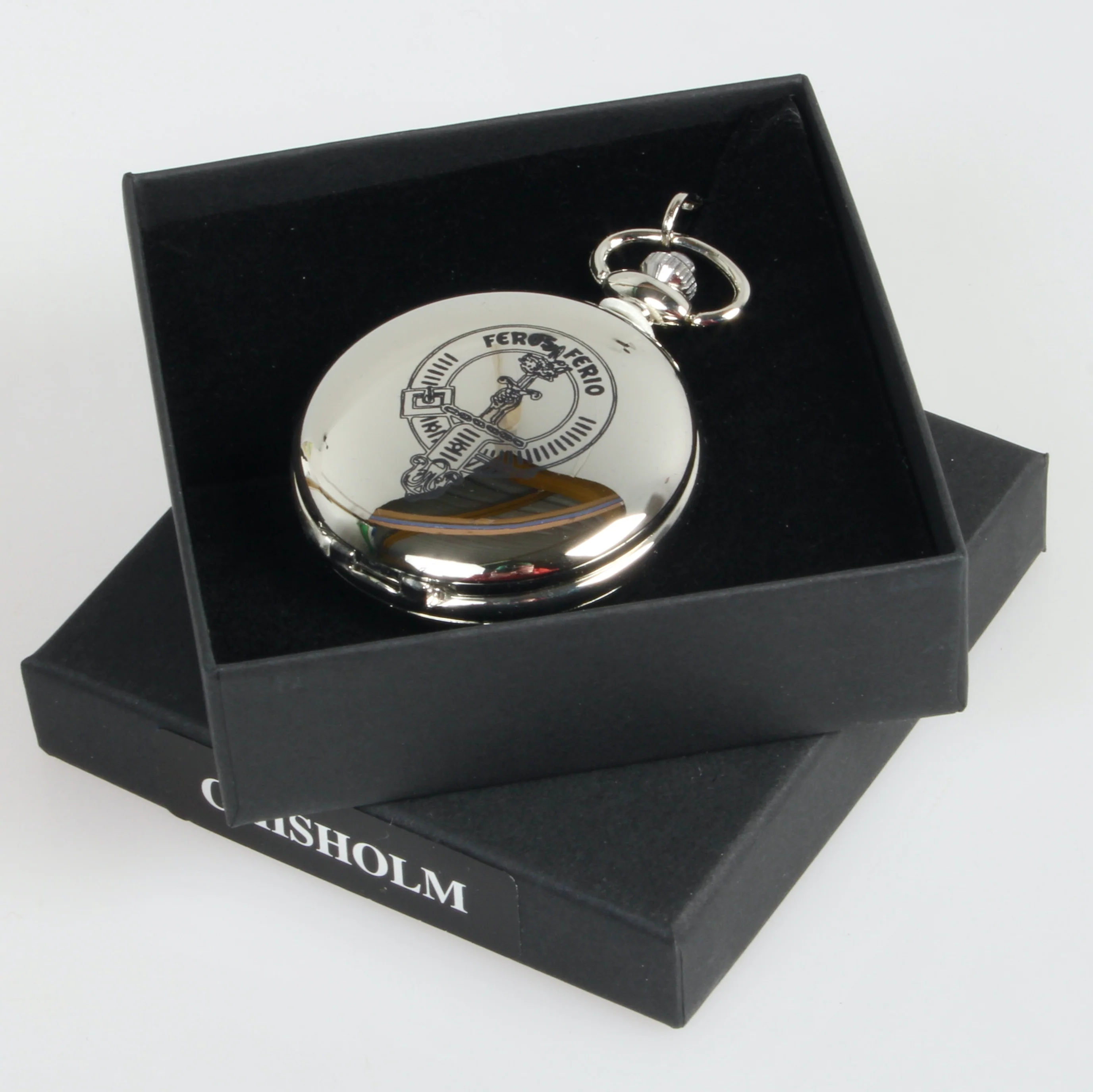 Chisholm Clan Crest Engraved Pocket Watch