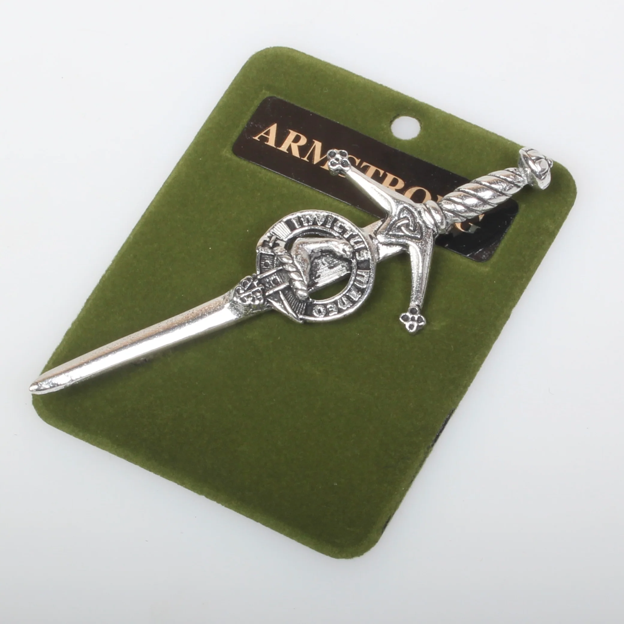 Clan Crest Pewter Kilt Pin with Armstrong Crest