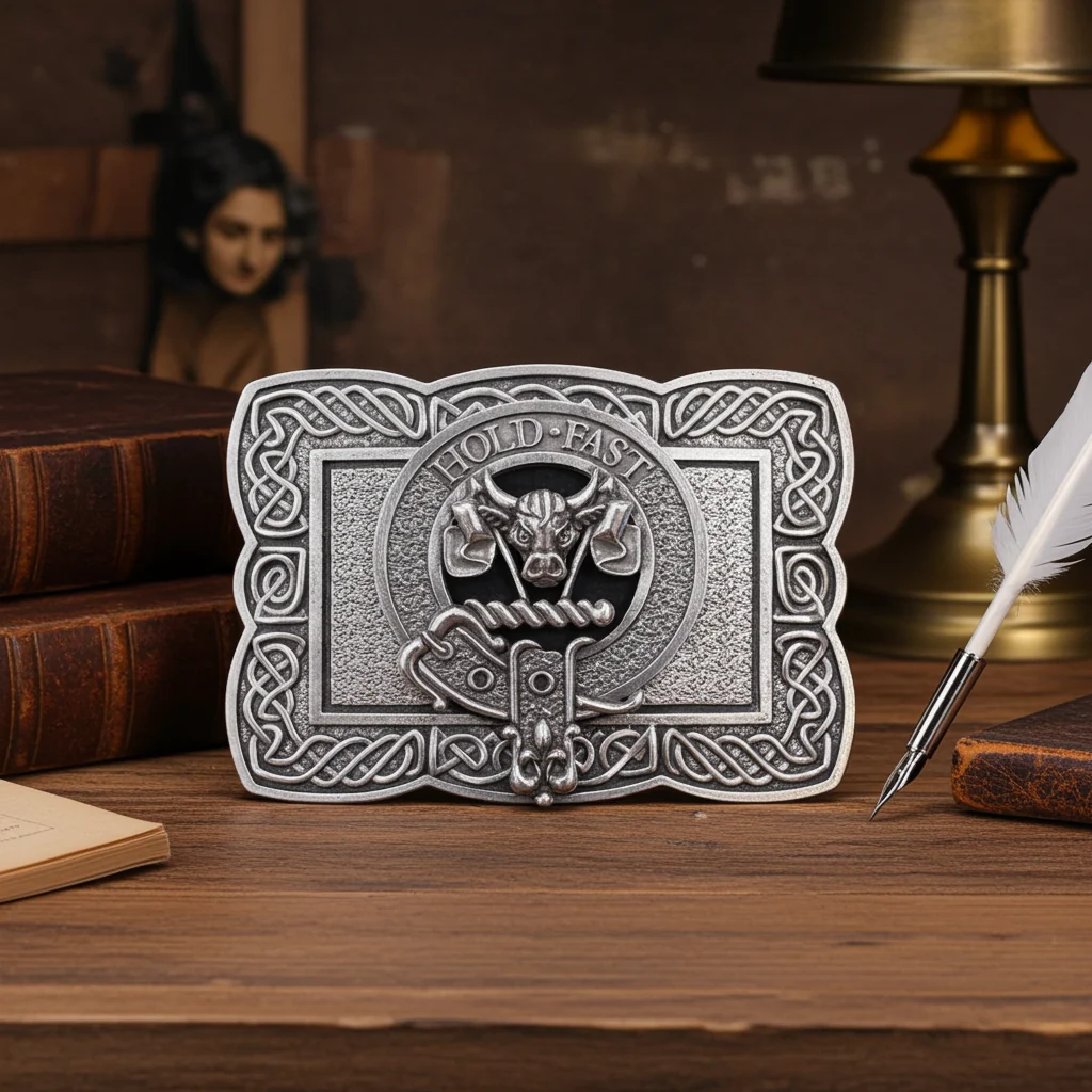 Clan Crest Belt Buckle - Celtic Border