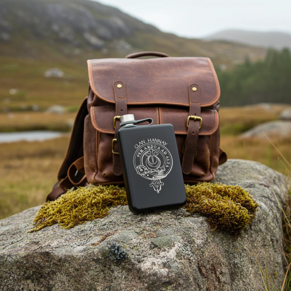 Clan Crest Black Steel 8oz Trekking Flask - Image 3