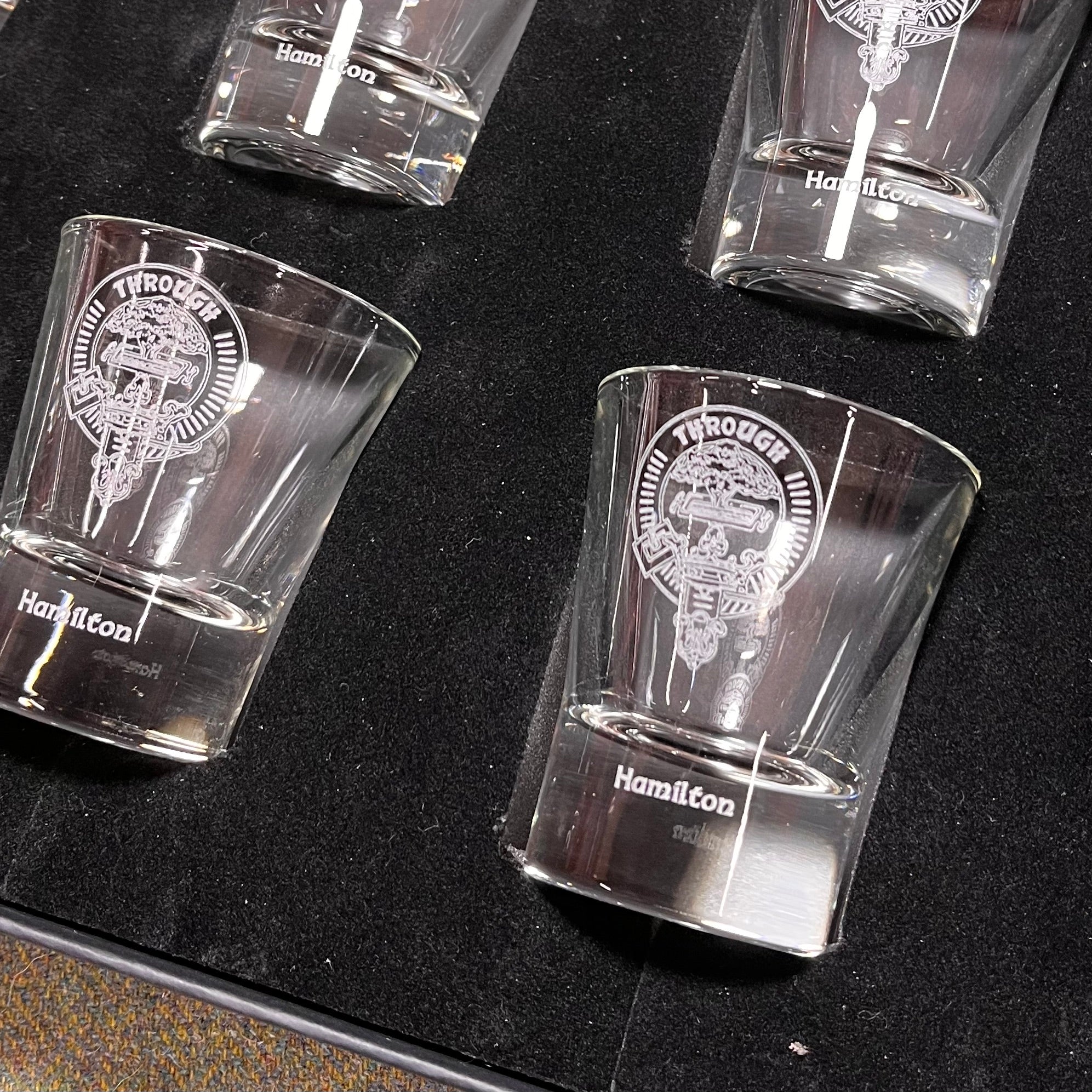 Clan Crest Dram Glass Set of 6 with Hamilton Crest - Image 2
