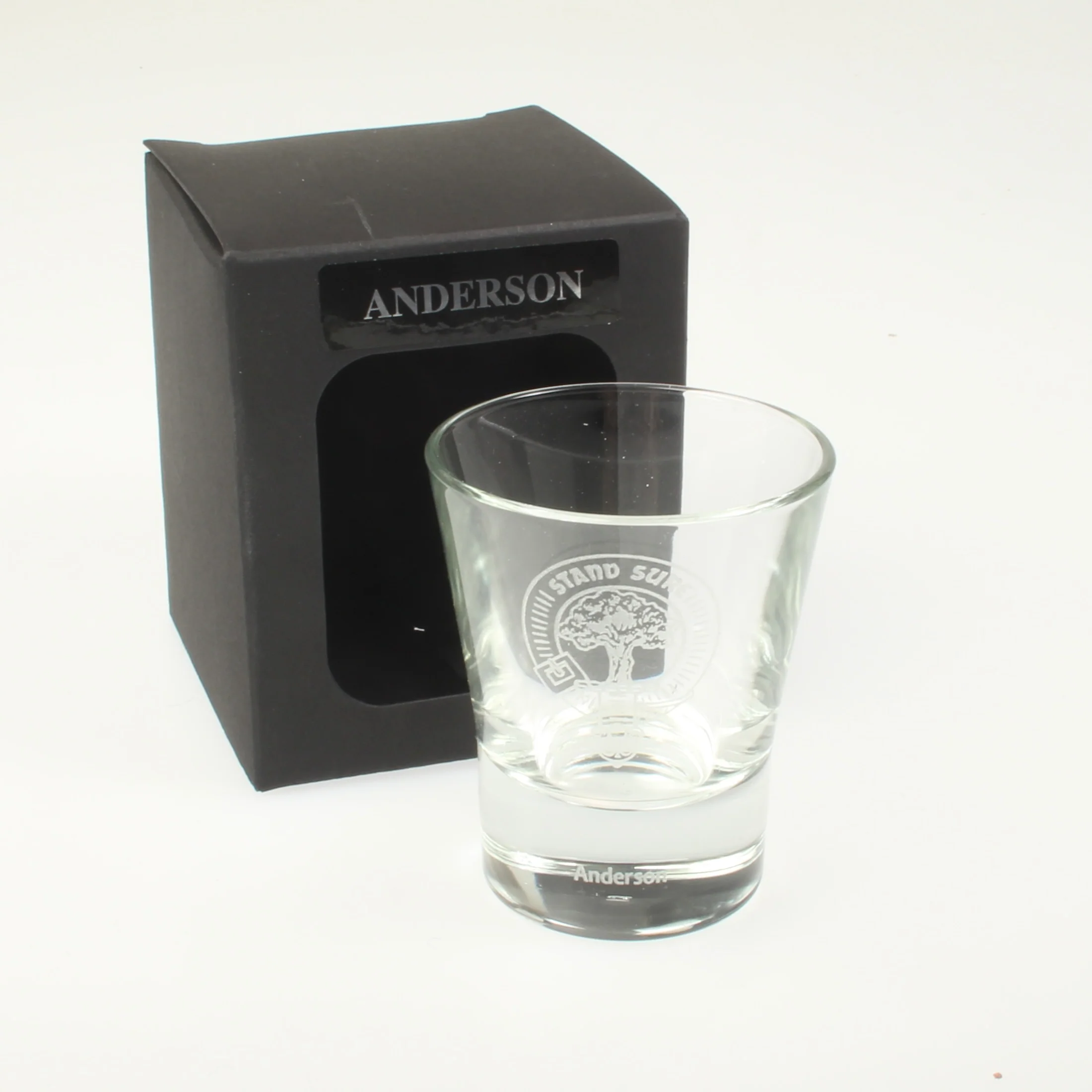 Clan Crest Dram Glass with Anderson Crest