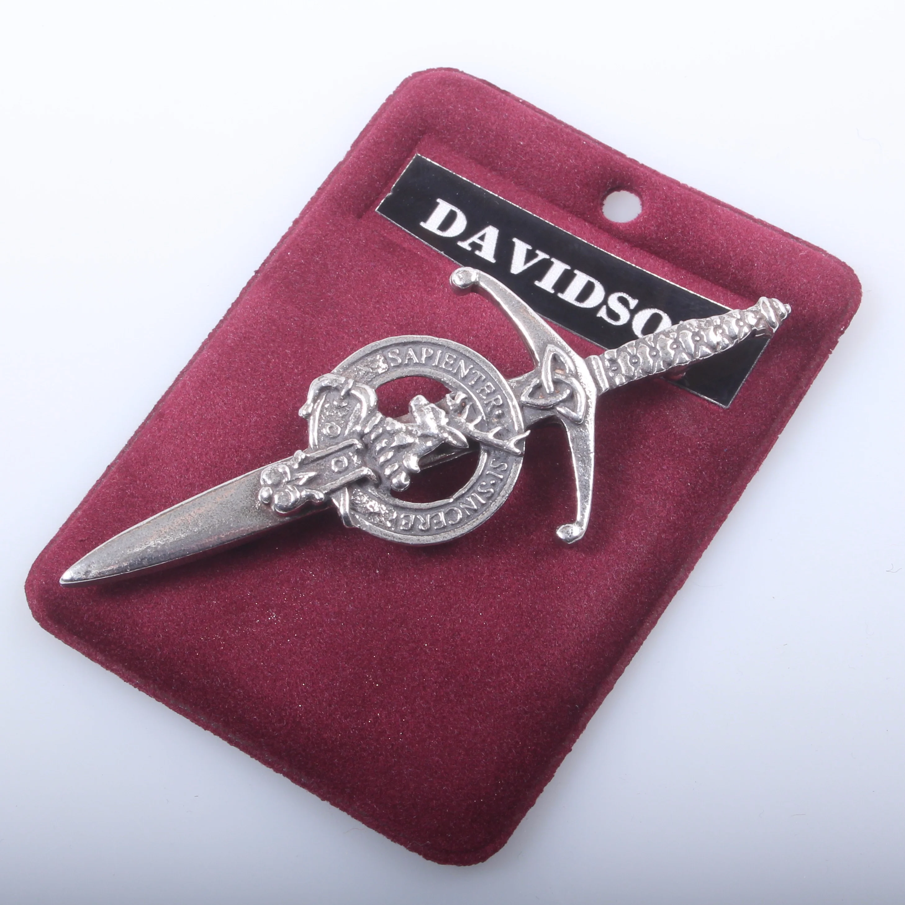 Clan Crest Pewter Kilt Pin with Davidson Crest