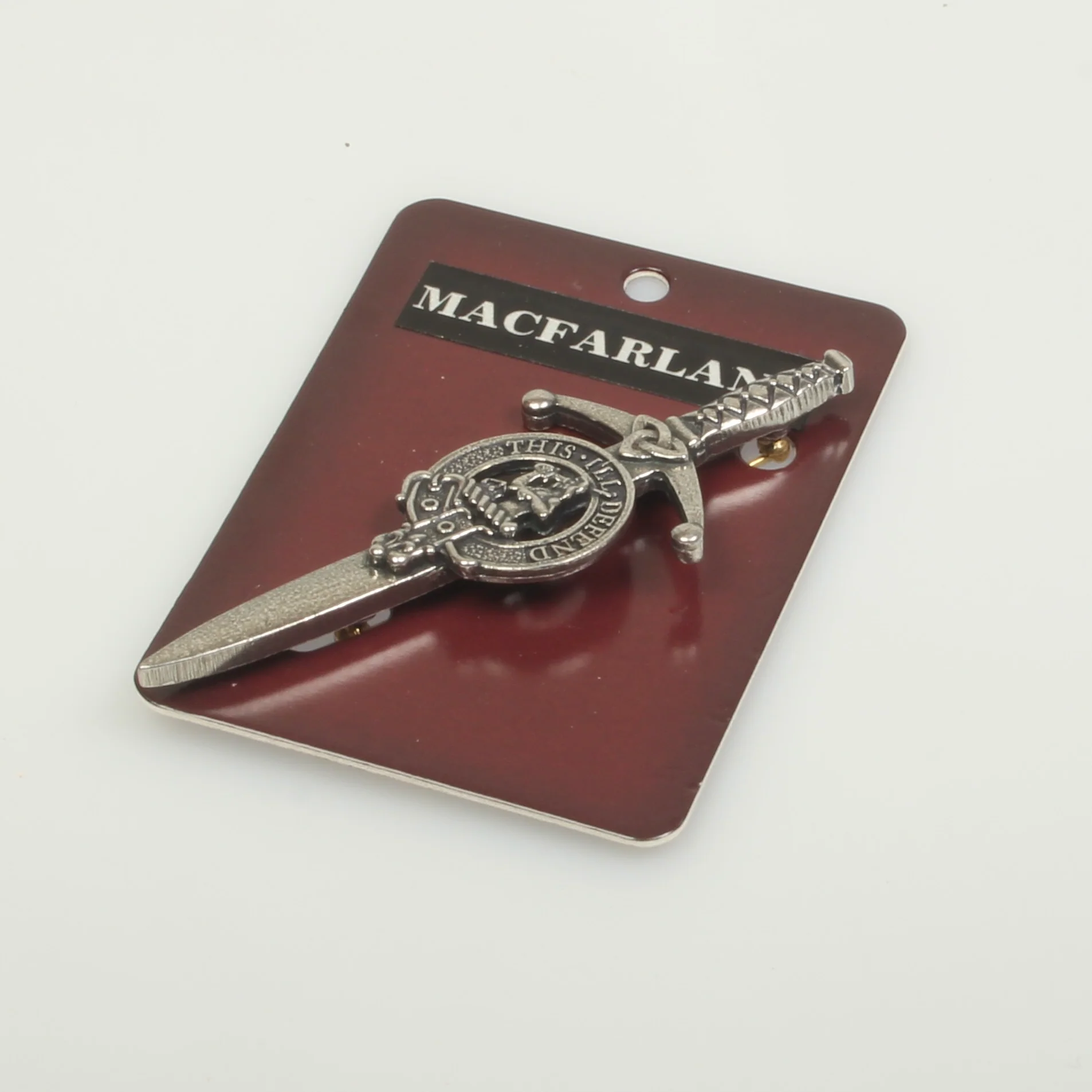 Clan Crest Pewter Kilt Pin with MacFarlane Crest