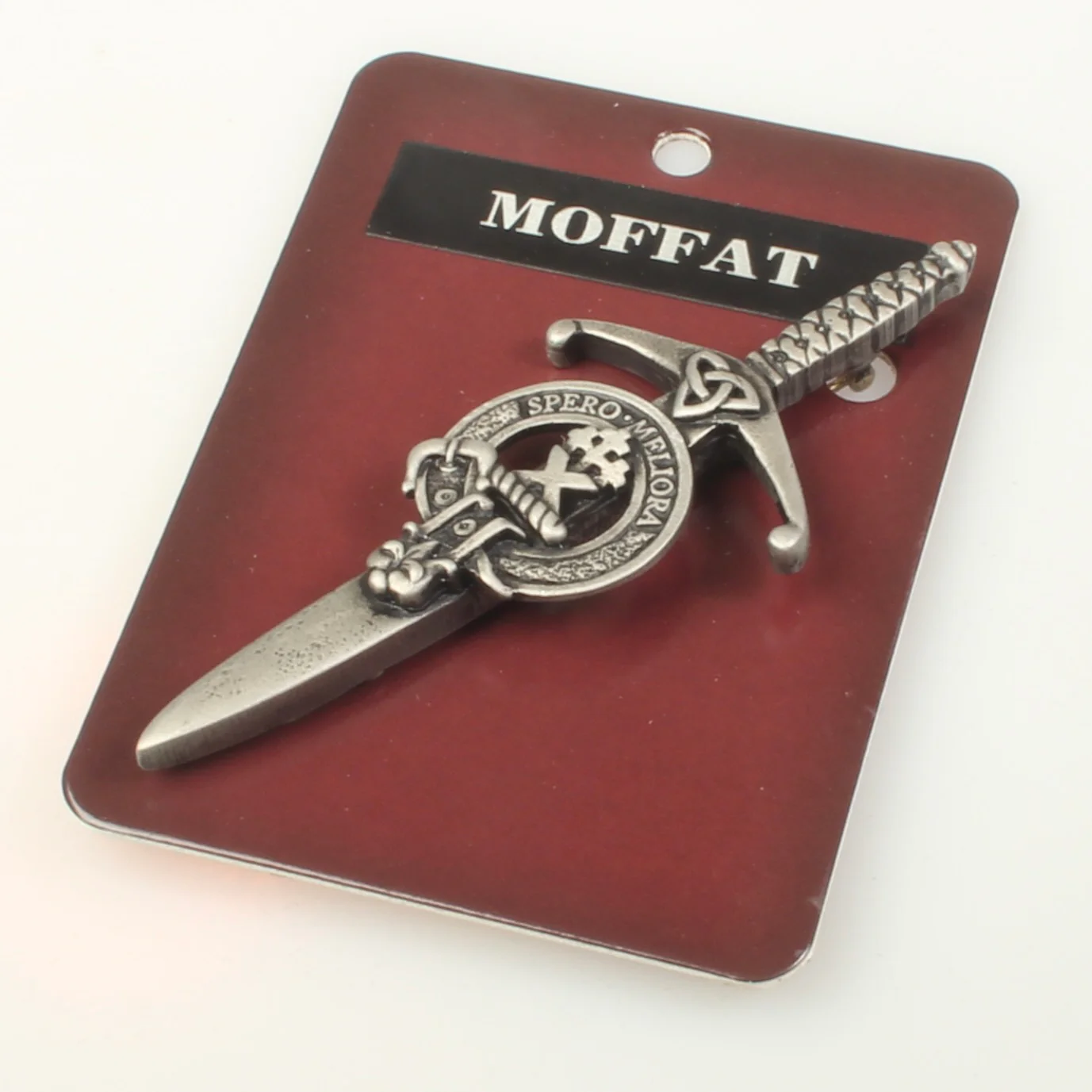 Clan Crest Pewter Kilt Pin with Moffat Crest - Image 2