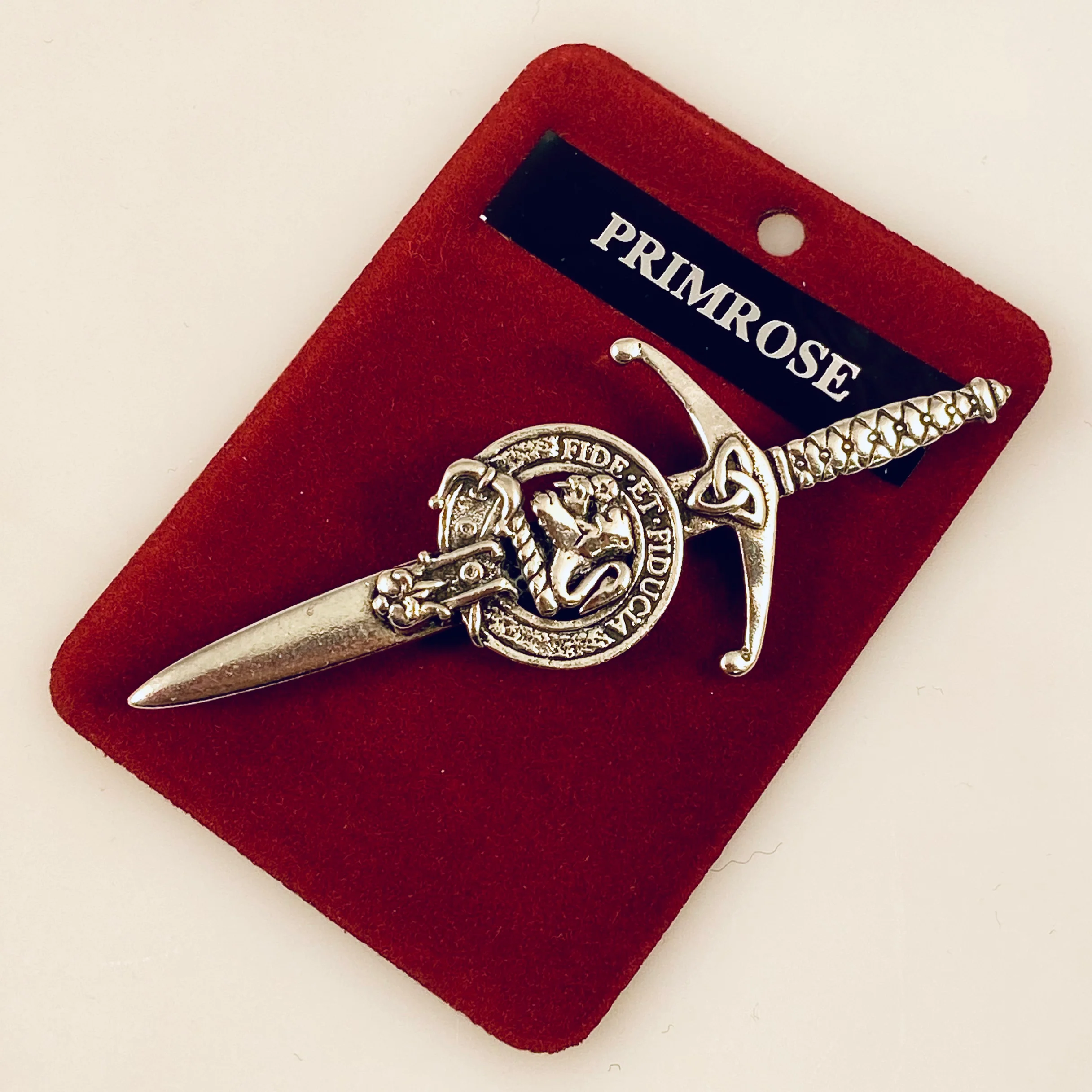 Clan Crest Pewter Kilt Pin with Primrose Crest