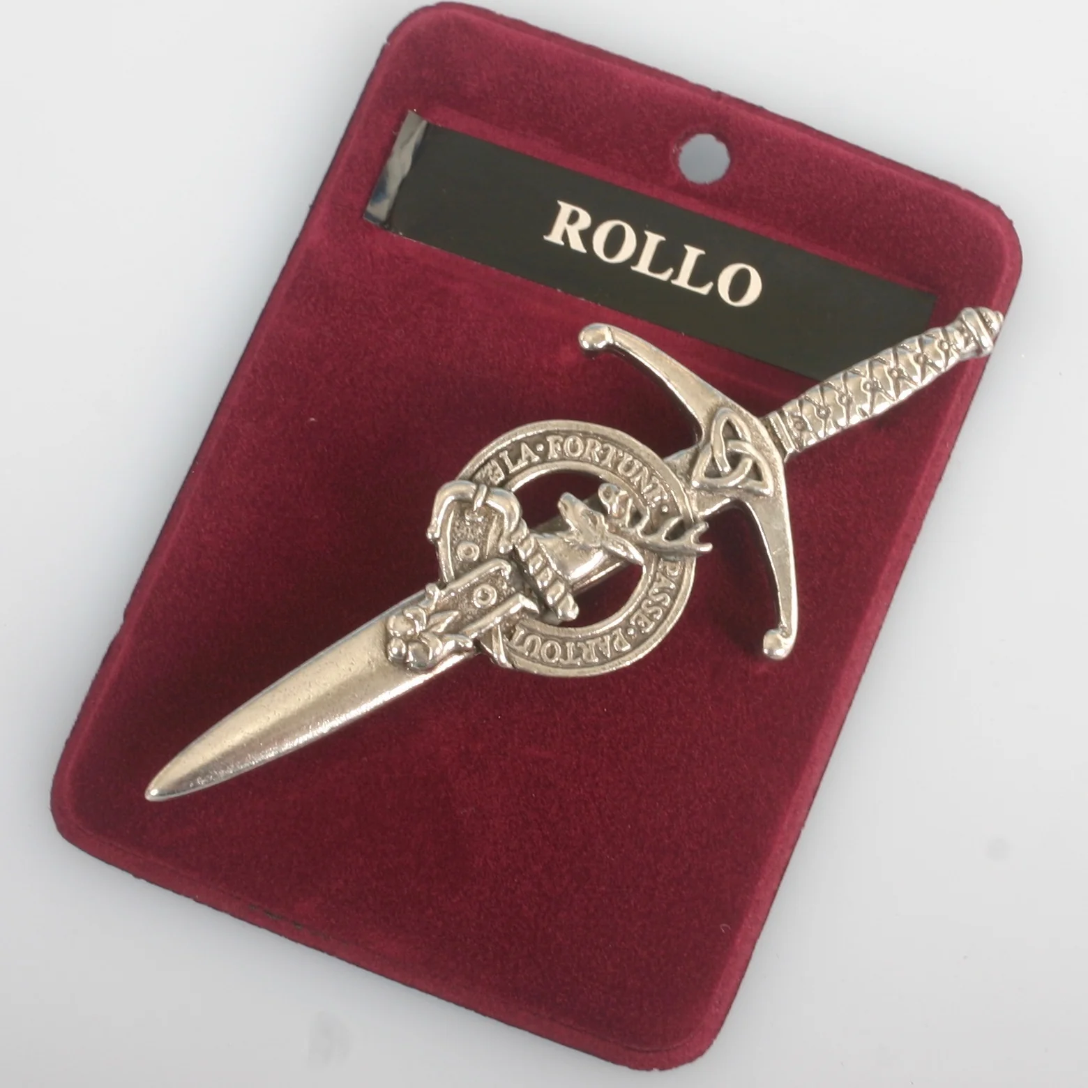 Clan Crest Pewter Kilt Pin with Rollo Crest