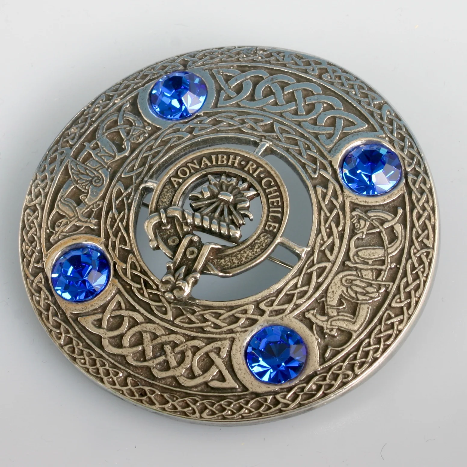 Cameron Clan Crest Pewter Plaid Brooch