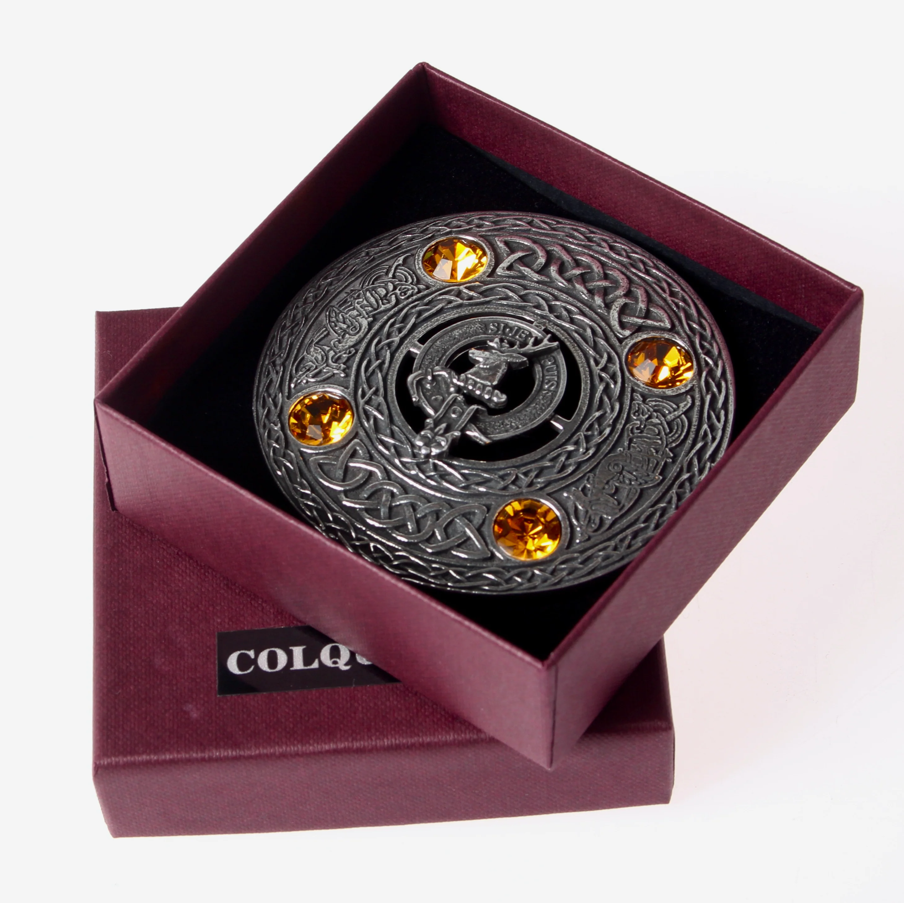 Colquhoun Clan Crest Pewter Plaid Brooch - Image 2