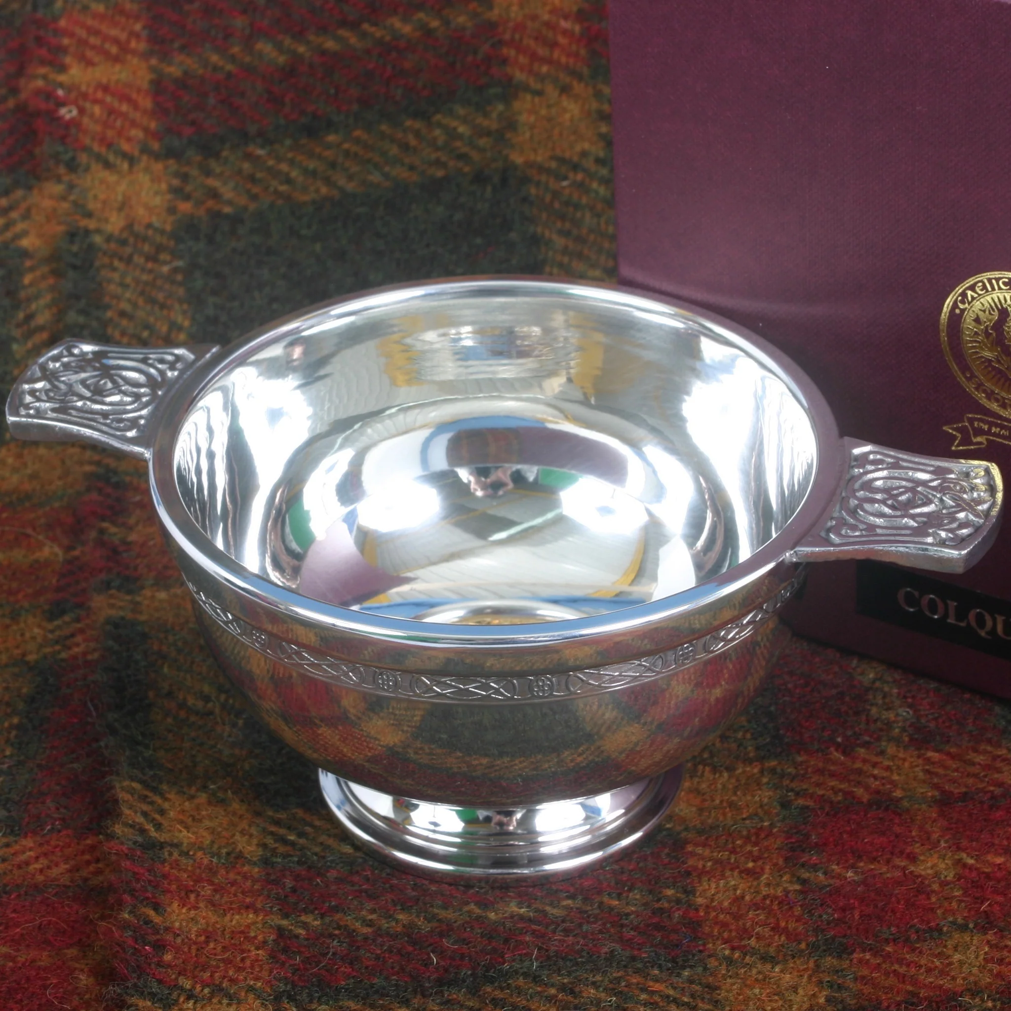 Colquhoun Clan Crest Quaich with Gold Trim - Image 2