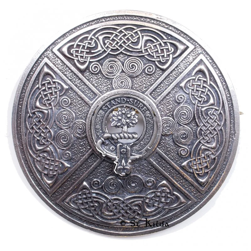 Scottish Clan Crest Saltire Plaid Brooch - Image 4