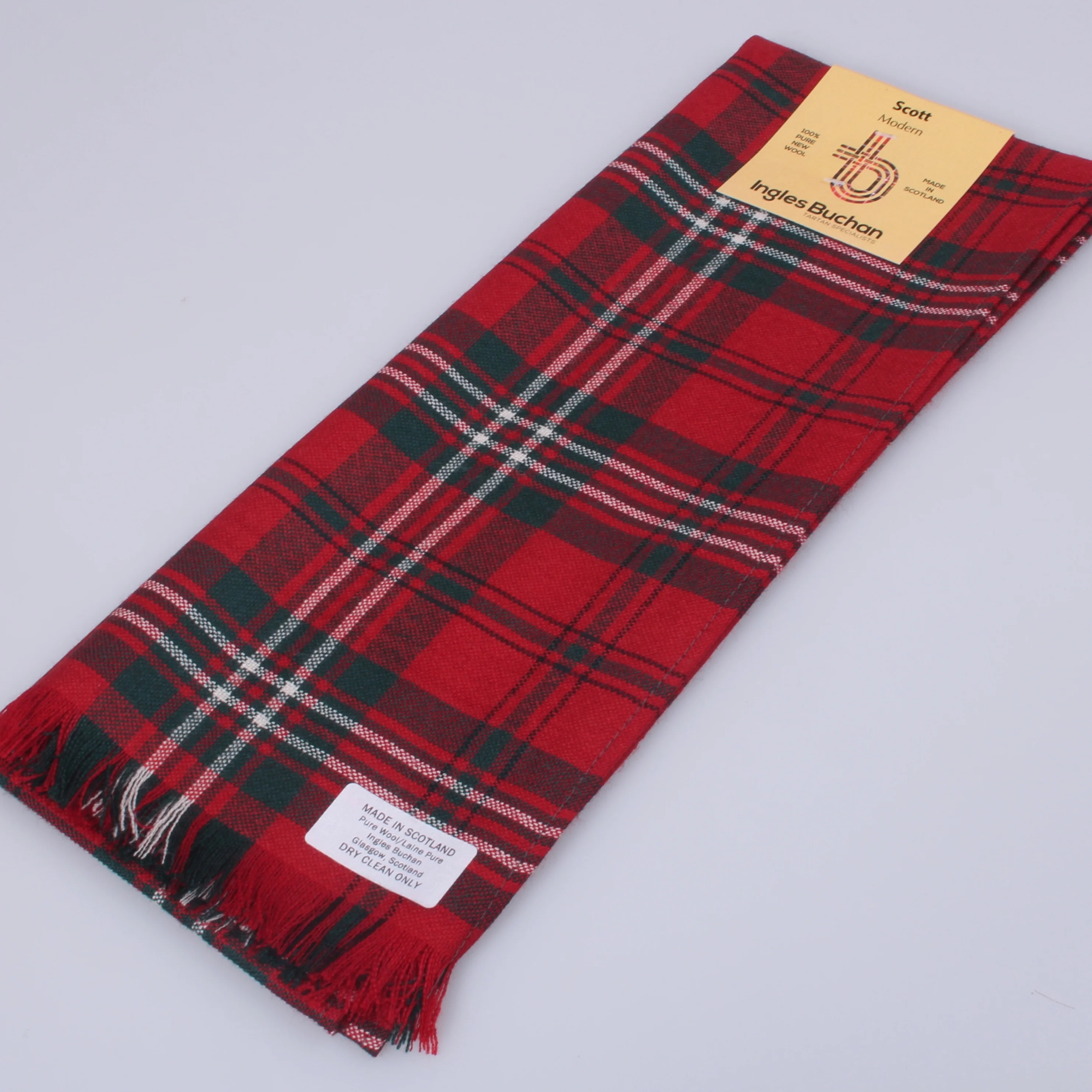 Wool Scarf in Scott Red Modern Tartan