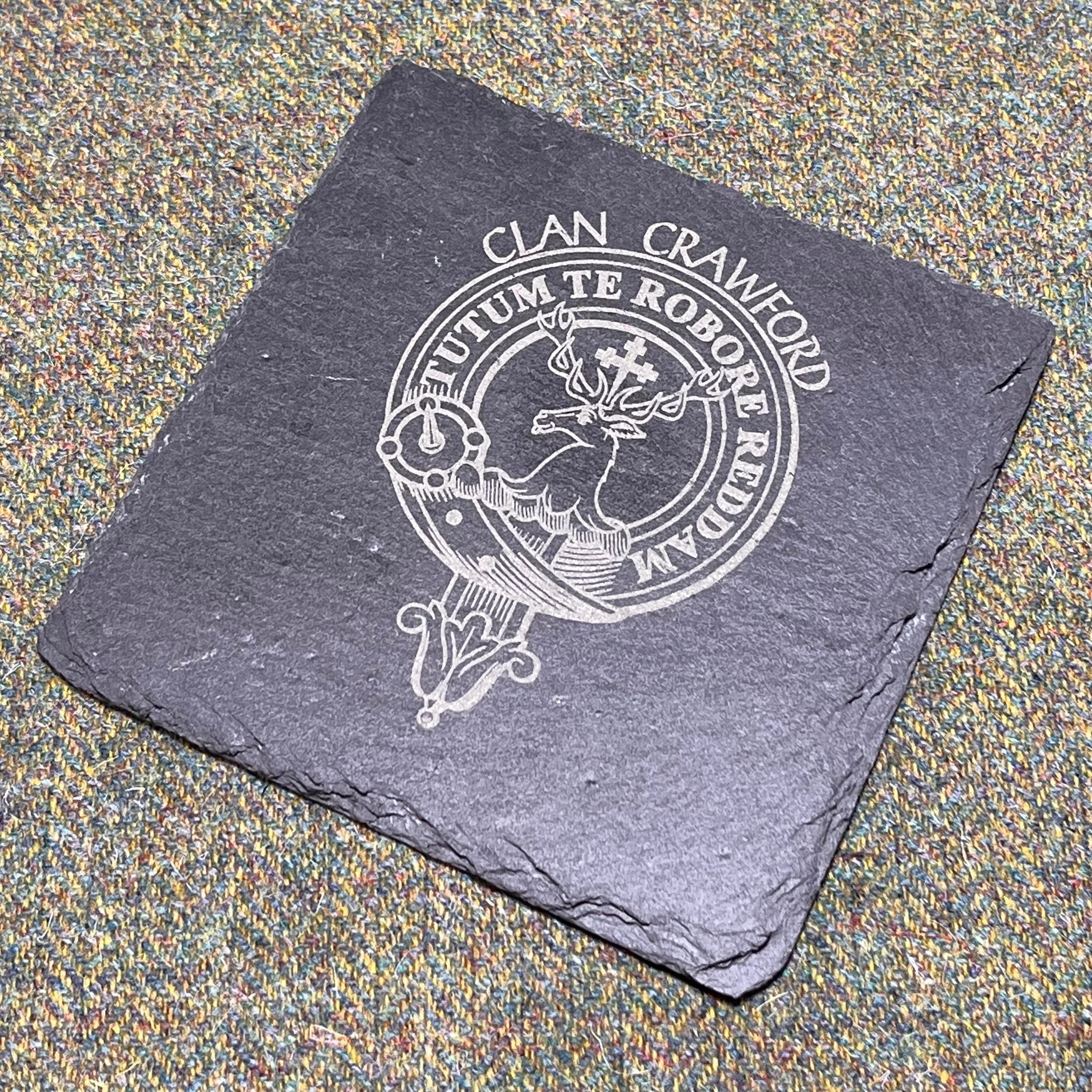 Crawford Clan Crest Slate Coaster 4 Pack - Image 2