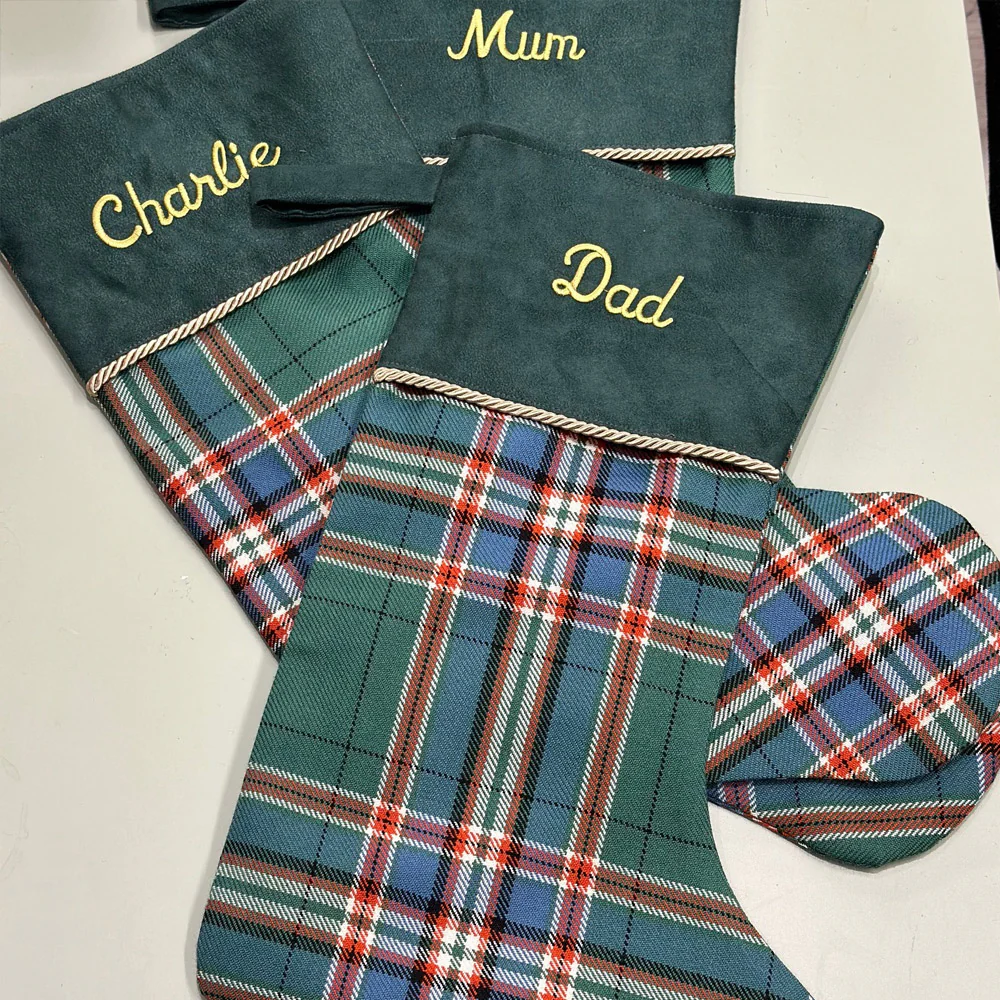 Custom Tartan Christmas Stocking with Embroidery - Image 2
