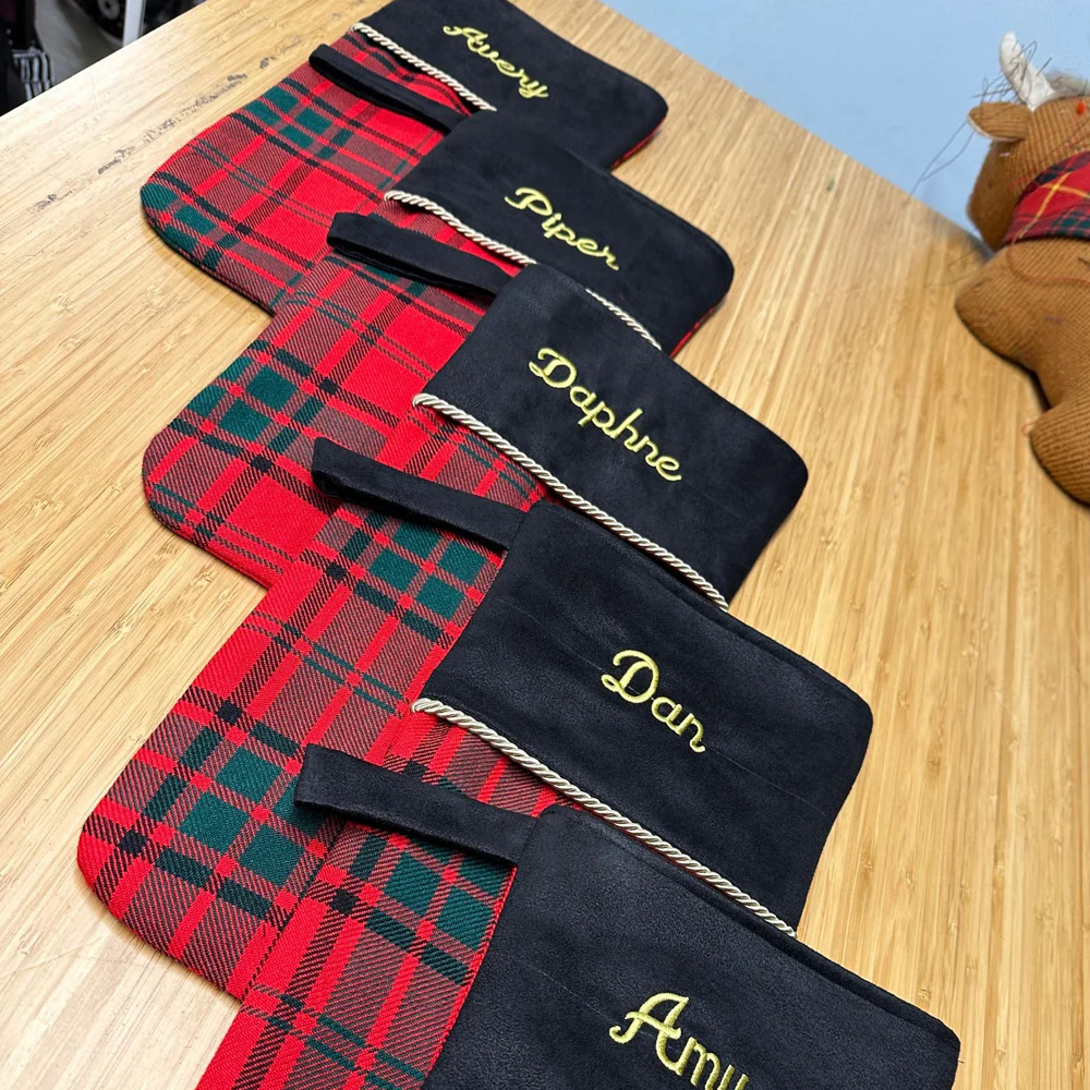 Custom Tartan Christmas Stocking with Embroidery - Image 3